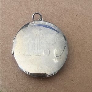 Silver Round Locket Pendant, With Monogram "M" "R" or MR